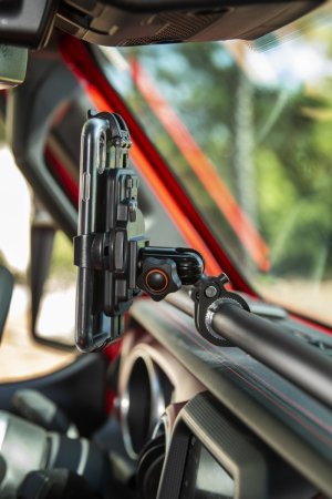 Jeep Wrangler JL Universal Phone Mount - Rugged Ridge - Adjustable, Compatible with Rugged Ridge Gear-Vise Dash Bar - `18-`20